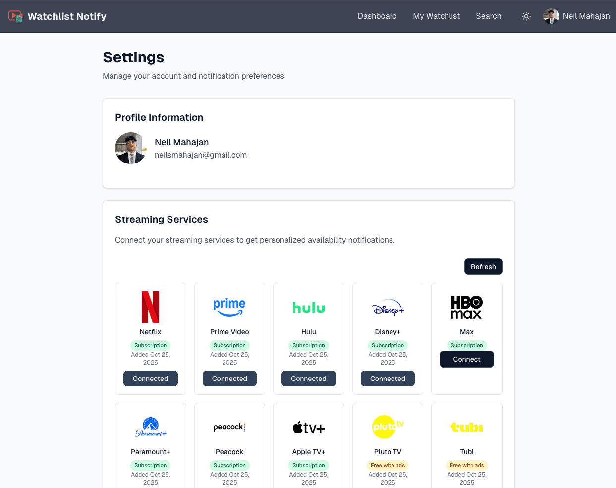 Settings - Streaming